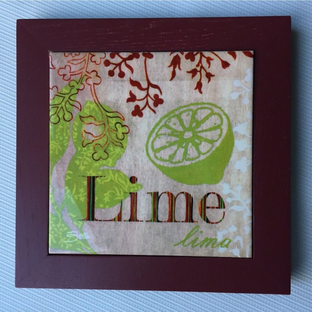 Lime Fruit Art Decorative Hot Plate Trivet Pot Holder Wooden Wall Hanging Decor
